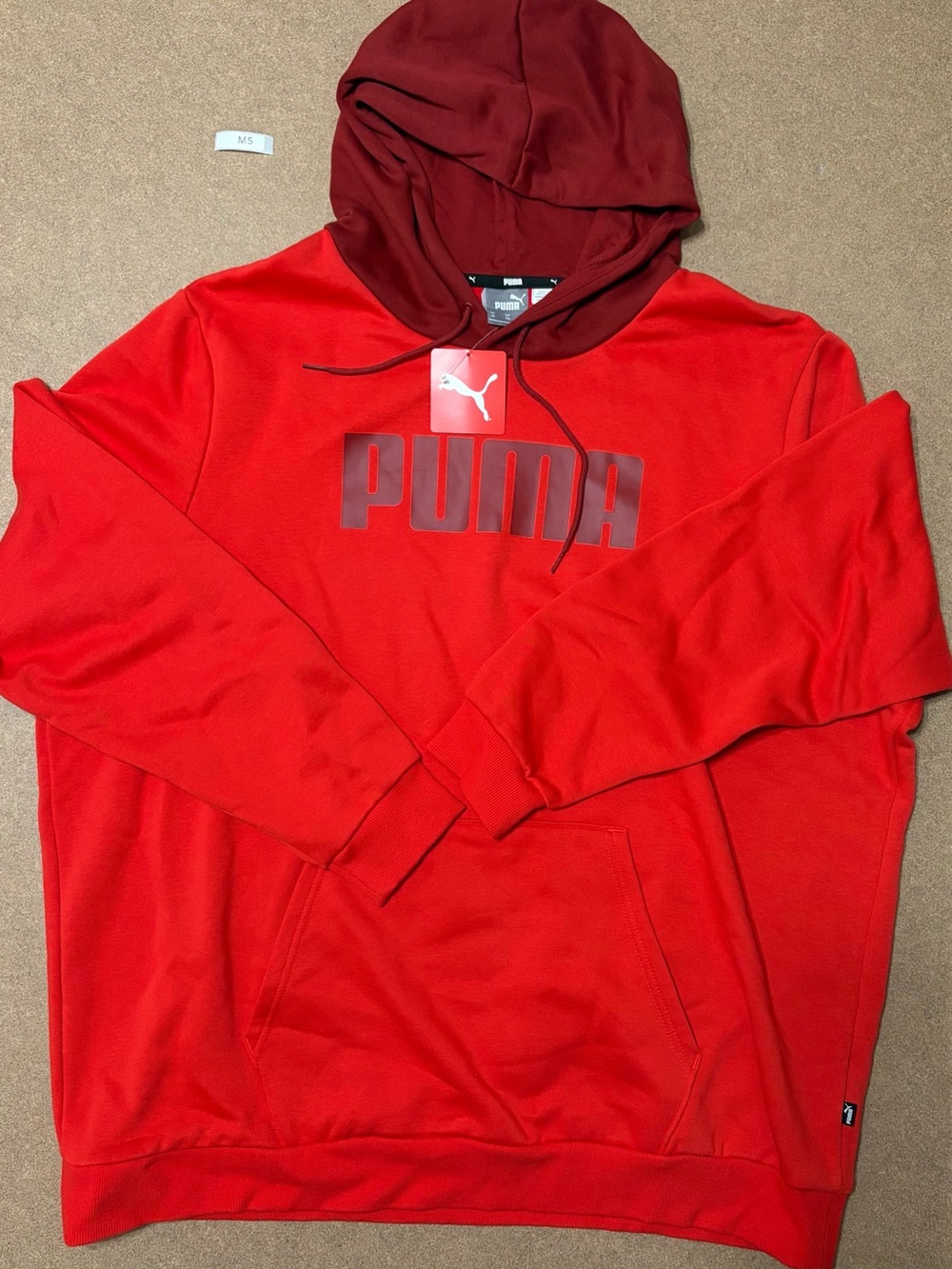 NWT - Puma Men's Red Hoodie with Maroon Hood - Size 3XL